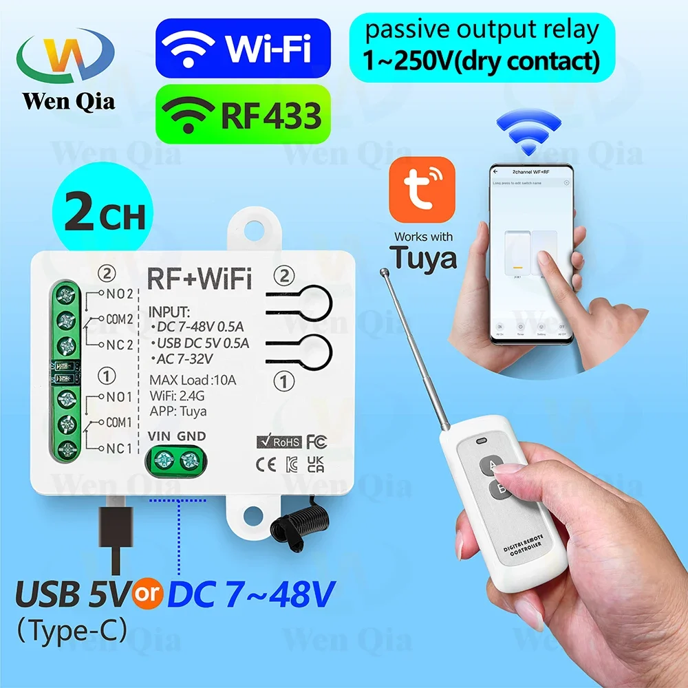 2CH สวิตช์ไฟสมาร์ท Tuya, WiFi  - Universal Remote Smart Home บทวิจารณ์และราคา